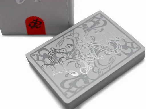 The 2014 52 Plus Joker commemorative playing card deck features the fully custom Kings Wild court set. It also has features beautiful silver foiling on the back of the card. These decks are extremely limited