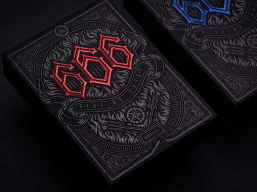 The 666 Crimson Flare ( Red ) Playing Cards is designed by pnkmgc has drawn its inspiration from the Devil's number 666 and the mysterious occult practices.On the first look, the overall design is very