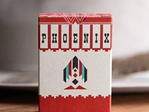 Ace Fultons Phoenix Casino Playing Cards are borderless casino back cards inspired by the distinctive aesthetic of the American Southwest. The Phoenix Casino Playing Cards are available in Arizona Red and are housed in a