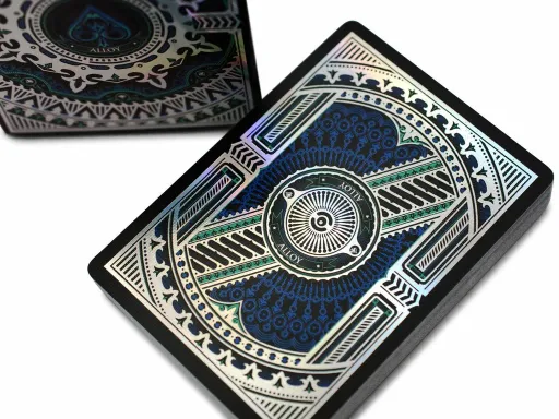 This Alloy Cobalt playing cards designed by Blackout Brother with one of the best-looking tuck case &amp; custom courts in playing cards industry. The cards are designed in a way to give them a metal