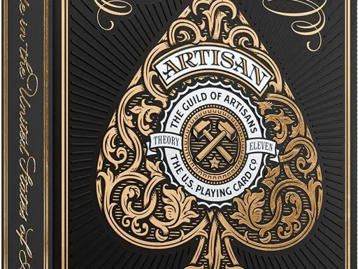 Hand-illustrated by Simon Frouws, a South African artist, the Artisans playing cards display a sophisticated gold foil which has been hot-stamped on a premium black paper originated from responsibly managed forests. Manufactured on FSC-certified papers,