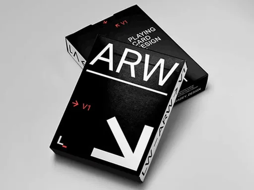 Designed by Luke Wadey, ARW Playing Cards take inspiration from Swiss graphic design and street signage to create very uniquely designed decks focused around Cardistry.Printed by the USPCC on Crushed Premium Bee Stock with Air-Cushion