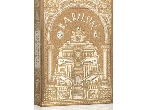 The Golden Wonders Foiled Edition of the Babylon Playing Cards by Riffle Shuffle are a special limited edition deck of cards produced in collaboration with the legendary Studio Muti.The Babylon deck of playing cards is