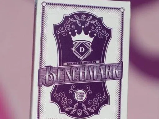 Bench Mark Playing Cards is a collaboration between Decked Out Cards and Eight High Studios and comes in Purple and Teal.The Bench Mark deck of playing cards is a deck that could appeal to everyone-