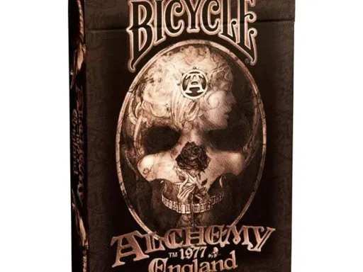 Bicycle Alchemy 2 is the sequel to the very popular first edition produced by Alchemy 1977, a company that makes alternative clothing, games, and jewellery. The back design is an intense and detailed skull that