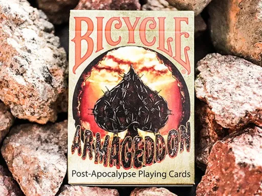 Taking inspiration from post-apocalyptic worlds such as Fall Out and Mad Max, Bicycle Armageddon Post-Apocalypse playing cards will definitely stand out from the crowd. The Court Card characters represent 4 factions you could find in