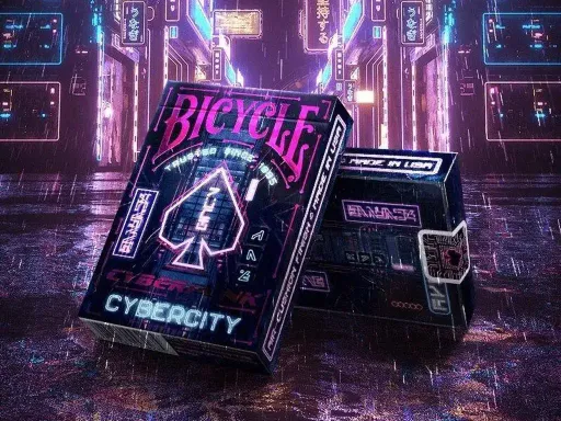 The Bicycle Cyberpunk Cybercity Playing Cards by US Playing Card Co is epecially designed for card collectors who love Cyberpunk.These Cyberpunk Cybercity Bicycle playing cards deck are inspired by high-tech, sci-fi cityscapes and feature premium