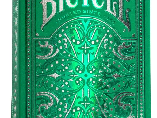 Bicycle Jacquard gets its design inspiration from complex, ornate patterns often woven into fabric resulting in beautiful displays. The Bicycle Jacquard tuck case features emerald green and silver foil details woven throughout creating a dazzling