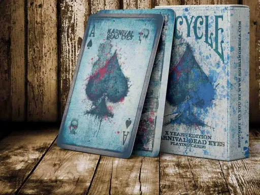 The Karnival Dead Eyes playing cards sold out fast and became one of the most desirable bicycle playing card decks to collect.Celebrating 10 year since the first Karnival Dead Eyes playing cards were released the