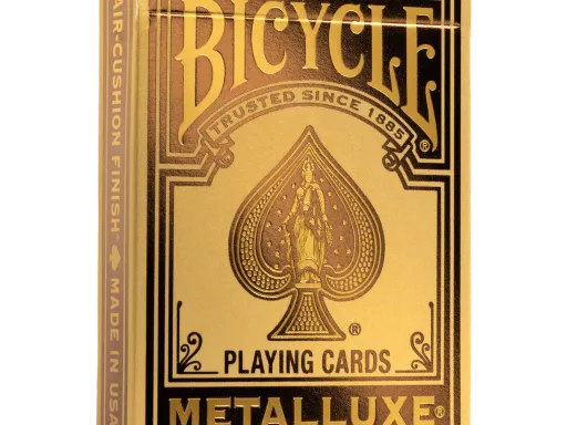 Bicycle Metalluxe Gold Playing Cards are printed by the United States Playing Cards Company and are dipped in luxurious gold. Elevate your game nights with the best bicycle playing cards on sale today!