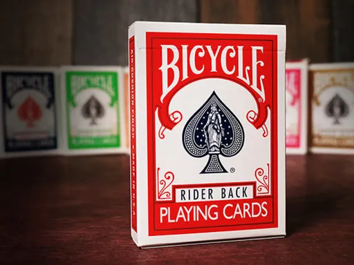 Bicycle® Red Rider Back Playing Cards will add a classic look to your Magic or Cardistry performance. The timeless and classic rider back design is essential for anyone's playing card collection. 2 custom gaff cards