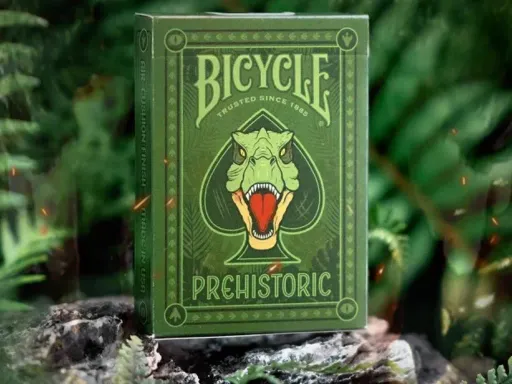 The Bicycle Prehistoric Playing Cards are printed by the United States Playing Cards Company USPCC.