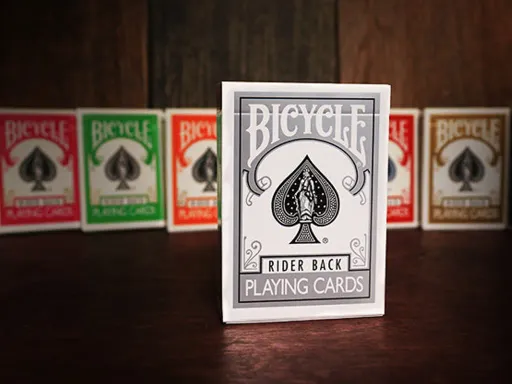 Bicycle® Silver Rider Back Playing Cards will add a classy touch to your Magic or Cardistry performance. The timeless and classic rider back design is now in a deep silver color. 2 custom gaff cards