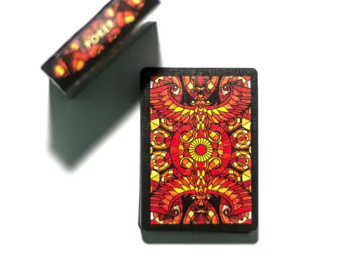 The Bicycle Stained Glass Phoenix Playing Cards is just as mythical and magical as it sounds. The Phoenix symbolism is that of resurrection and renewal. If it perceives impending death, the Phoenix ignites itself into