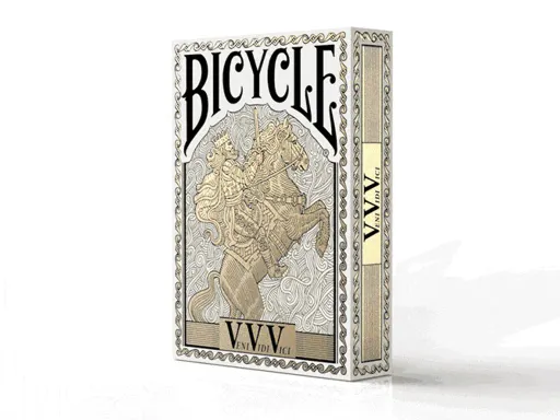 Bicycle VeniVidiVici Metallic Playing Cards is a fully custom designed Bicycle Branded Playing Card deck which takes its inspiration from "Veni, Vidi, Vici" which translates to "I came, I saw, I conquered. "The Bicycle Veni