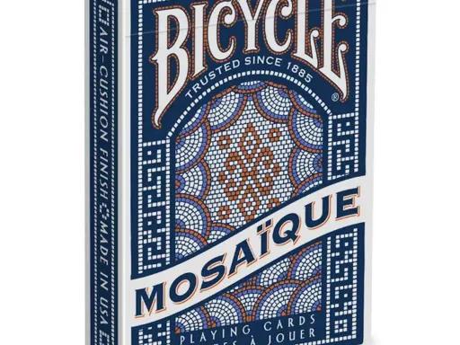 Inspired by the Mosaic art that decorate churches, Bicycle® Mosaique Playing Cards have a bright and intricate design that is vibrant and beautiful. The Court Cards are recolored to match the blue and red theme