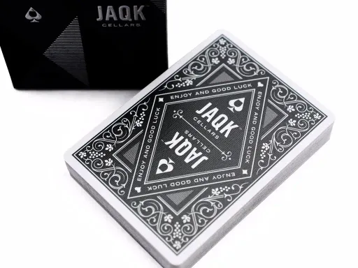 The outcome of the collaboration between JAQK Cellars (an award winning winery located in Napa Valley) and theory11, Black JAQK is the third edition of the JAQK Cellars playing cards series. The first two editions