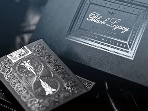 Black Tigers playing cards by Ellusionist playing cards were one of the first all black playing cards printed by United States Playing Card Company. The Black Legacy Box set of playing cards by Ellusionist playing