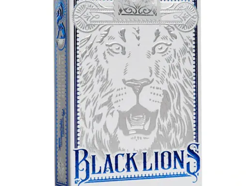 Designed by David Blaine, the Black Lions Blue Edition deck features a soft-touch tuck case, a metallic blue finish, silver foil stamping, and detailed embossing. Each deck offers a series of hidden features which have