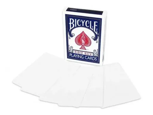 Blank Face Bicycle playing cards. Blue Back design. Blank Face Bicycle Deck: blank-faced cards with blue Bicycle back design, high-quality for magic tricks, poker size.