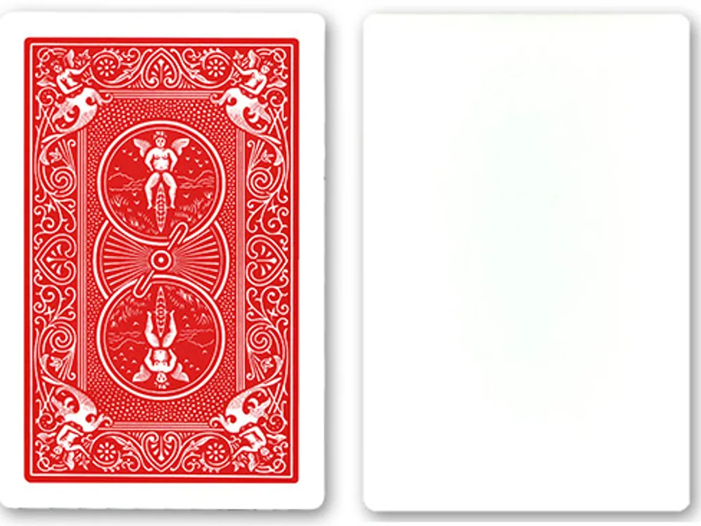 Blank Face Bicycle playing cards. Red Back design. 1