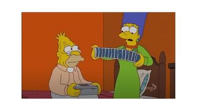 Marge Simpson performing cardistry