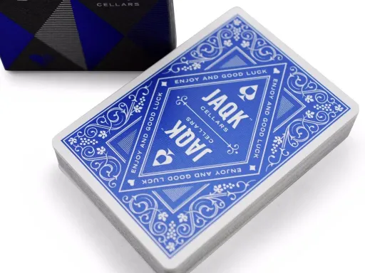 The fourth edition of the JAQK Cellars playing cards series, Blue JAQK sold out in no more than 3 days, thus becoming a collector's item. The result of an improved embossing and production process over