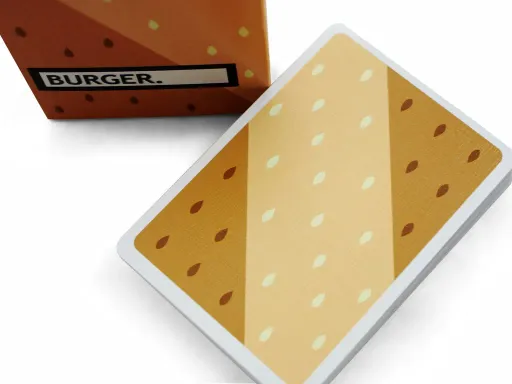 The BURGER Deck is a deck of 54 cards, celebrating the almighty burger! Each suit represents the vital ingredients of the classic burger (*disclaimer: it might be a cheeseburger). All court faces have a unique