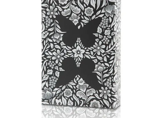 Butterfly Playing Cards are one of the most collectable and elegant deck of playing cards and universe. The Limited Edition Black and White Unmarked Butterfly Playing Cards sports an all black edge-printing making the Black