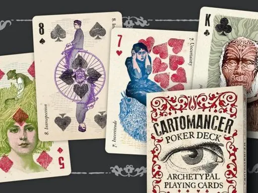 These are the Rare 1st editions Designed by Alain Benoit, the Cartomancer Poker Deck is inspired by French cartomancy, Tarot, transformation decks, surrealism, analytical psychology, symbolism, and vintage prints.Every card tells a story. The whole