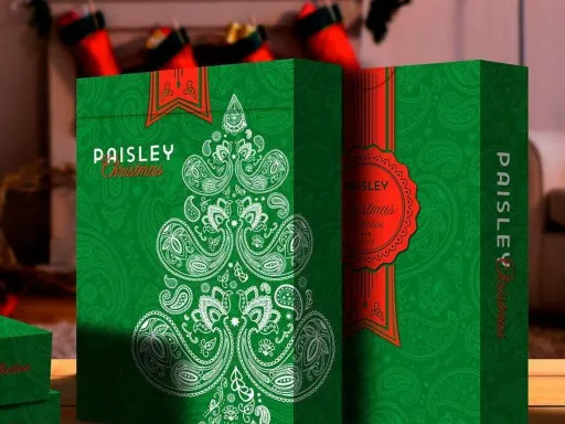 Christmas Playing Cards - Paisley Metallic Green Thumbnail 1