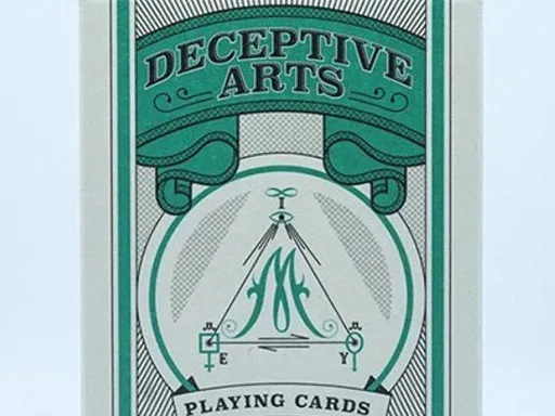 From the wonderful Magician Josh Brett, Deceptive Arts playing cards are amazing for cardistry and magic! With an awesome back design that has a unique green color and sharp lines and symbols, this deck creates