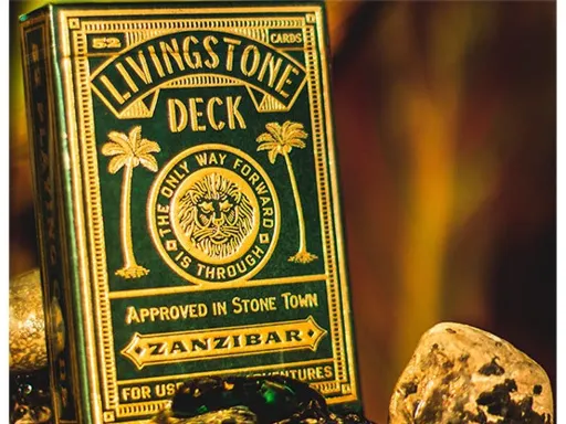 Pure Imagination Projects introduces the Deluxe Edition Livingstone Playing Cards. Deluxe Edition Livingstone Playing Cards is the buried treasure of our journey through Africa. It features a new upgraded tuck case with gold foil embossing