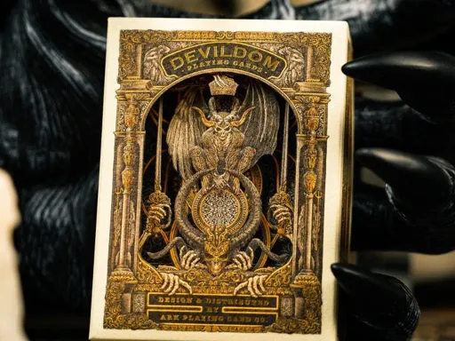 The Classic Devildom Playing Cards by Ark are limited to 1111 boxsets with one of the most unique devil themed playing Cards.The Devildom playing cards are housed in an elegant and luxurious display box. The