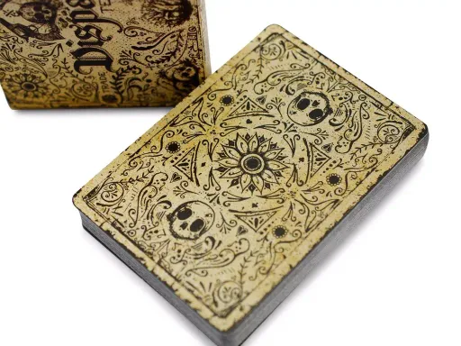 The Disparos Tequila deck is a fun representation of the Mexican old west. The playing cards are filled with illustrations of bandits, outlaws, skulls and, of course, tequila bottles! What makes these cards so unique