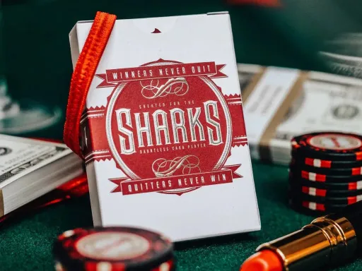 The DMC Sharks playing cards are a casino style deck of playing cards which are unmarked unlike most DMC Playing Cards.The Sharks V2 Playing cards by DMC were originally produced as an on-screen character deck