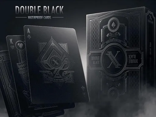 Double Black Waterproof Playing Cards have a sleek and subtle design. They are 100% plastic waterproof cards which make them perfect to bring to the beach, pool, or water park. The card back designs and