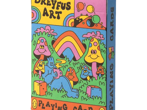 Produced in collaboration with the wildly imaginative illustrator Ashley Dreyfus this fully custom deck of cards features a colorful cast of characters drawn in a whimsical, psychedelic style.Join Dreyfus' "alter egos" on an adventure through