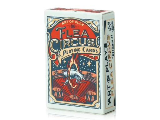 These miniature playing cards feature whimsical illustrations celebrating the most astounding acts of a legendary "flea" circus performed by some of the tiniest talents in the animal kingdom.Art of Play's Flea Circus miniature playing cards