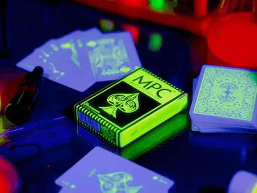 Coolest playing cards from MPC! MPC has been stepping up their playing card production and has now released their latest playing card deck the limited edition Fluorescent Playing Cards.The Fluorescent playing cards uses special highly