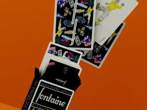 Fontaine in collaboration with Guess Jeans bring you the anticipated Fontaine Guess Stickers Playing Cards! The unique back design has the iconic Fontaine F pattern along with an assortment of Guess Jeans stickers that will