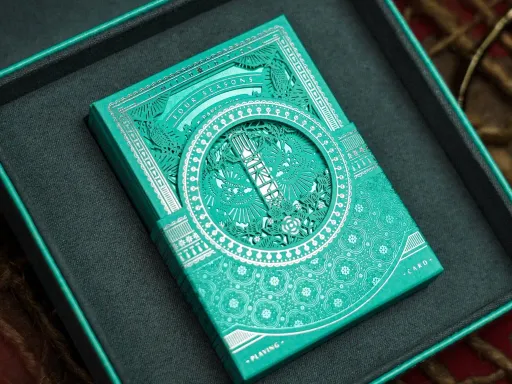 The Four Seasons Luxury Leather Boxset by Ark Playing Cards is an exclusive deck made especially for backers of the project.This amazing Tiffany Blue coloured deck is limited to 555 decks only with a unique