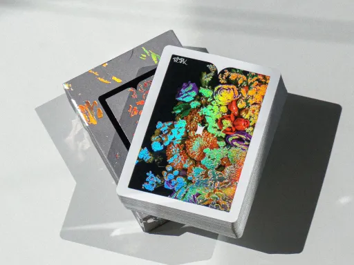 The Holo Sepal Umbra Playing Cards by DealersGrip are one of the most beautify cardistry playing cards available on sale today. DealersGrip has been pushing the boundaries when it comes to creating unique and rare