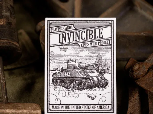 The Invincible Sherman Tank Playing Cards are the fourth and final deck in the Kings Wild War Time Series playing cards.The Invincible Sherman deck gets its inspiration from the legendary Sherman Tanks used in WWII