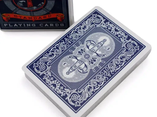 Conceived by Adam Wilber and designed by Oban Jones, the Keepers decks are the reincarnation of a classic design: the rider-back. The deck boasts a custom Ace of Spades, custom Jack and Queen of Clubs,