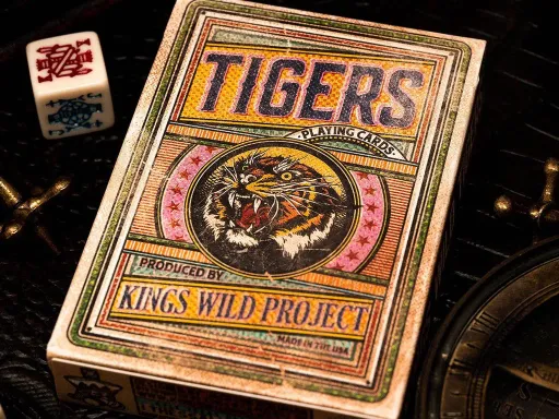 Designed by the talented Jackson Robinson, Kings Wild Tigers Playing Cards pay tribute to the beautiful era of matchbook printing in the late 19th century and early 20th century. The vintage match box style design