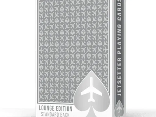 Jetsetter Playing Cards has produced the Lounge Edition as another vintage and classy deck with modern appeal. With the Standard Back version of the Lounge Edition in Jetway Silver, the playing cards showcase re-colored standard