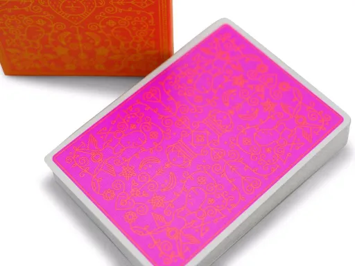 A special Summer Edition of the popular MailChimp Playing Cards. Featuring a bright orange tuck case with gold foil, and all neon inks - the brightest, and flashiest deck ever produced by theory11. There are