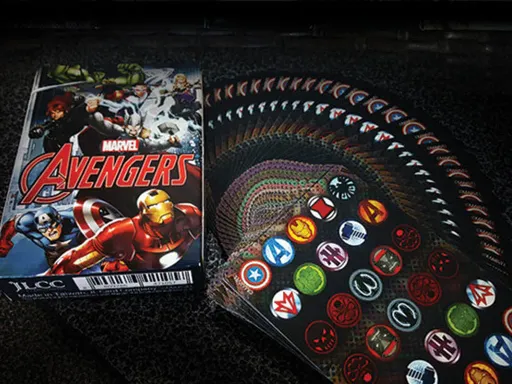 From the Marvel team of superheroes The Avengers, comes a deck that captures their power and justice. The face cards are all of your favorite Avengers heroes, and the back design clearly shows every hero's