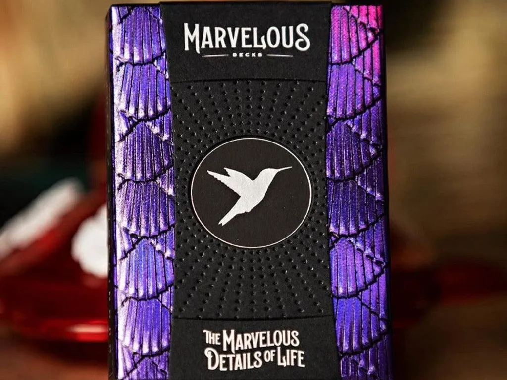 Marvelous Hummingbird Feathers Playing Cards Purple 1